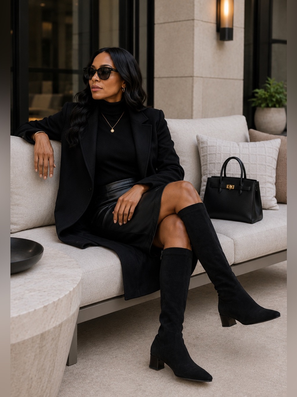 Cole Haan Black Low Heeled Soft Leather Boots 10